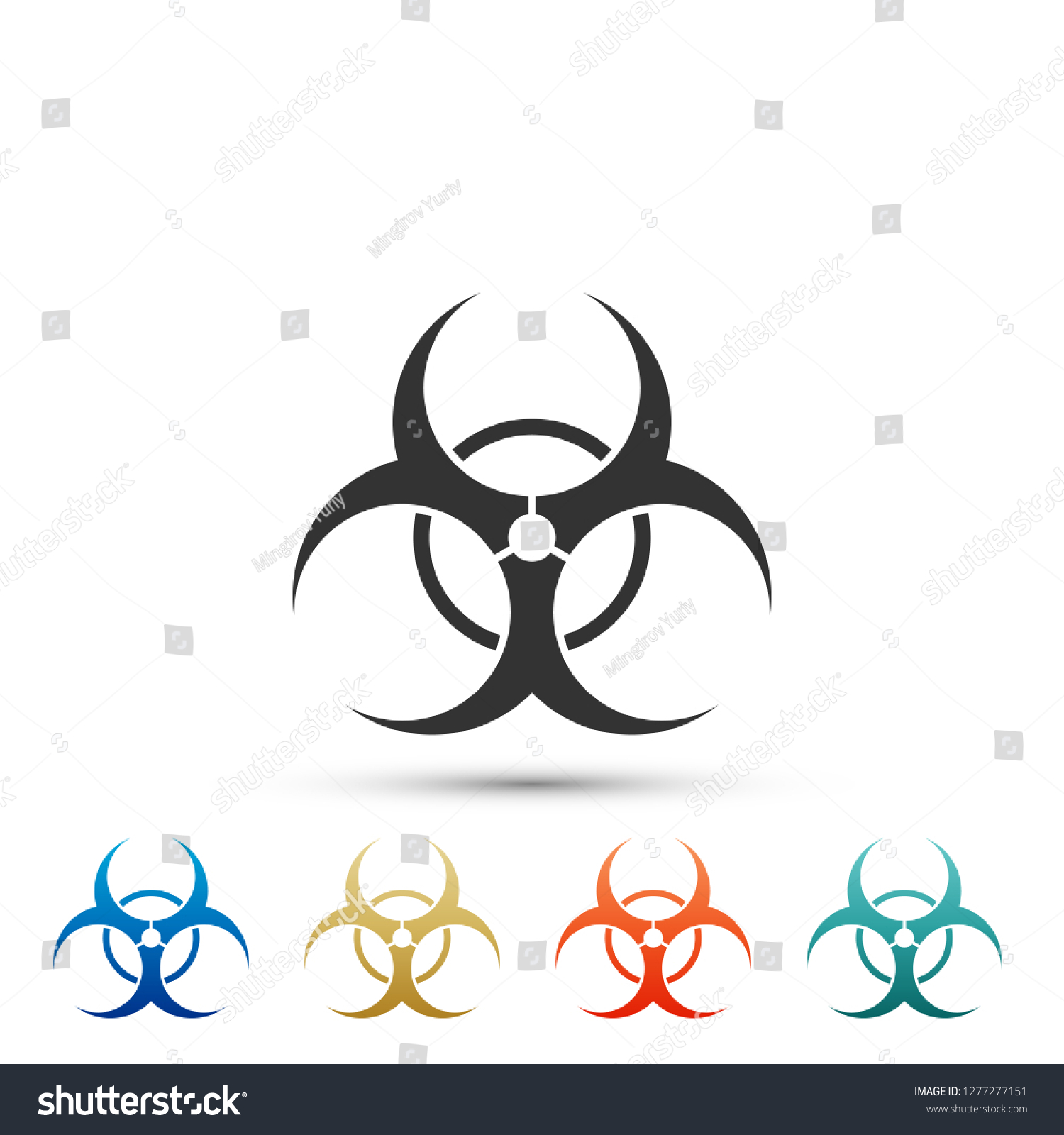 Biohazard symbol icon isolated on white background. Set elements in colored icons. Flat design #1277277151
