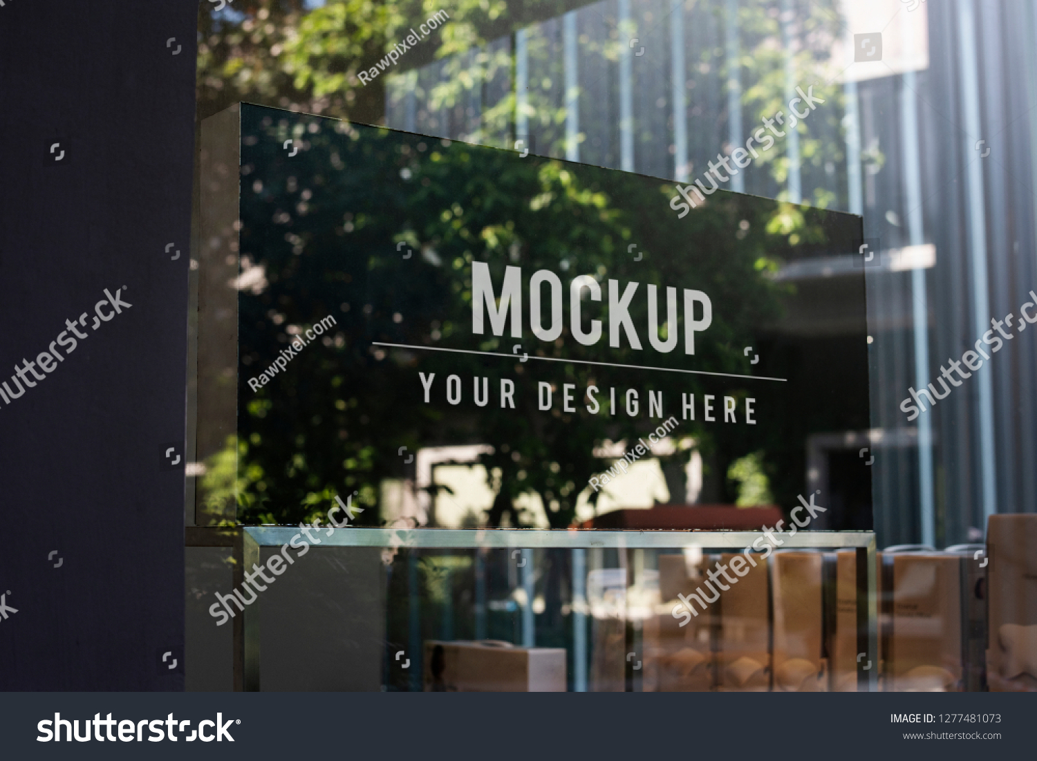 Window sign mockup in a shop #1277481073