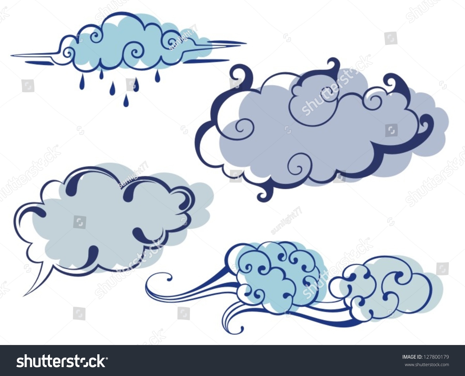 Vector Collection of Cloud Symbols - Royalty Free Stock Vector ...