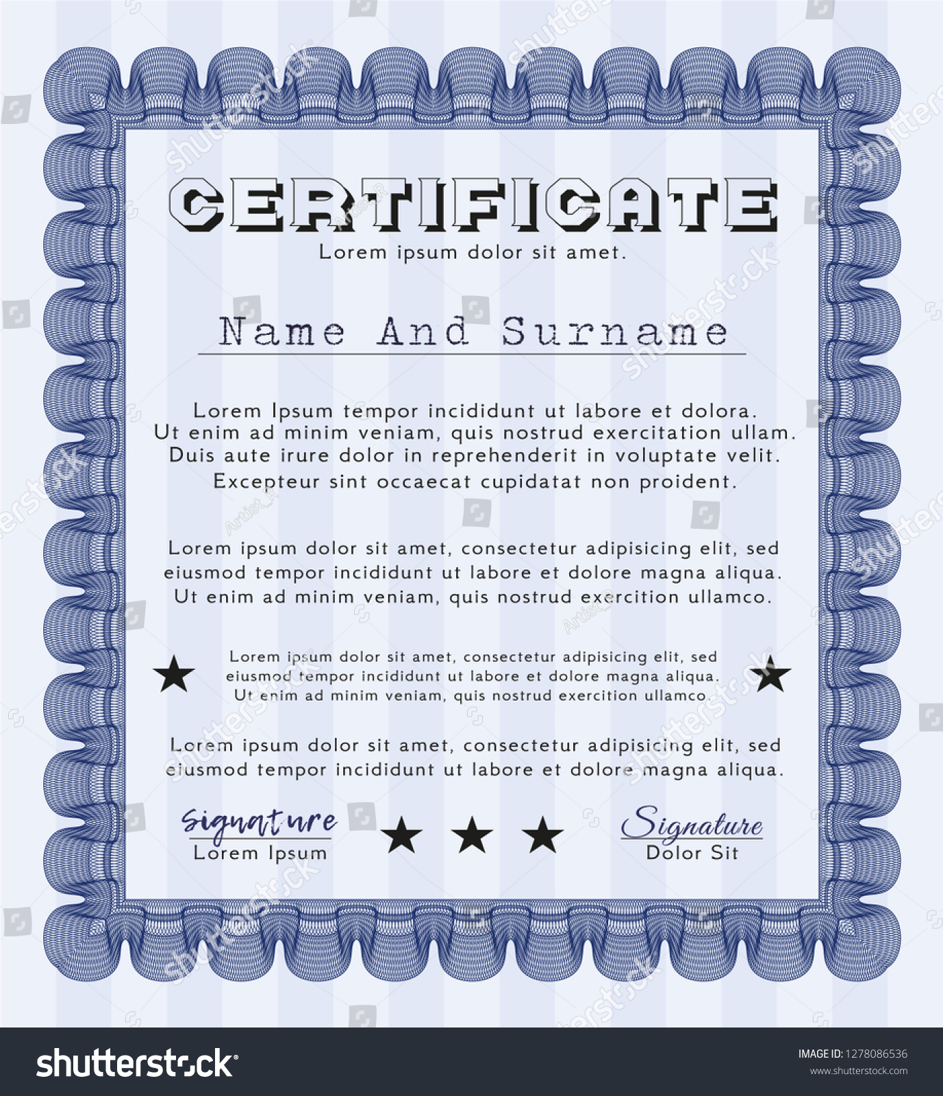 Blue Certificate of achievement. Easy to print. - Royalty Free Stock ...