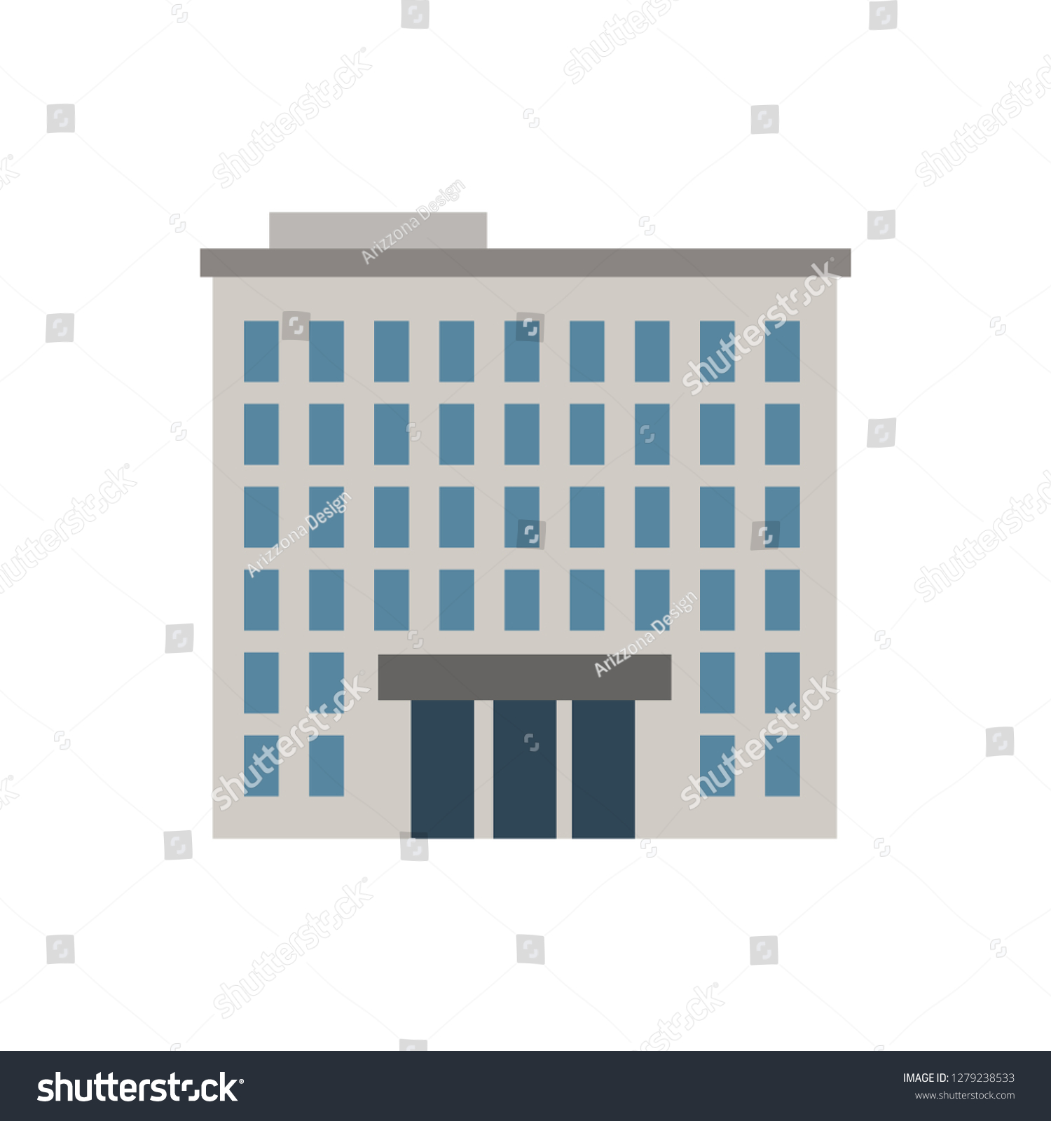 Office building vector emoji - Royalty Free Stock Vector 1279238533 ...