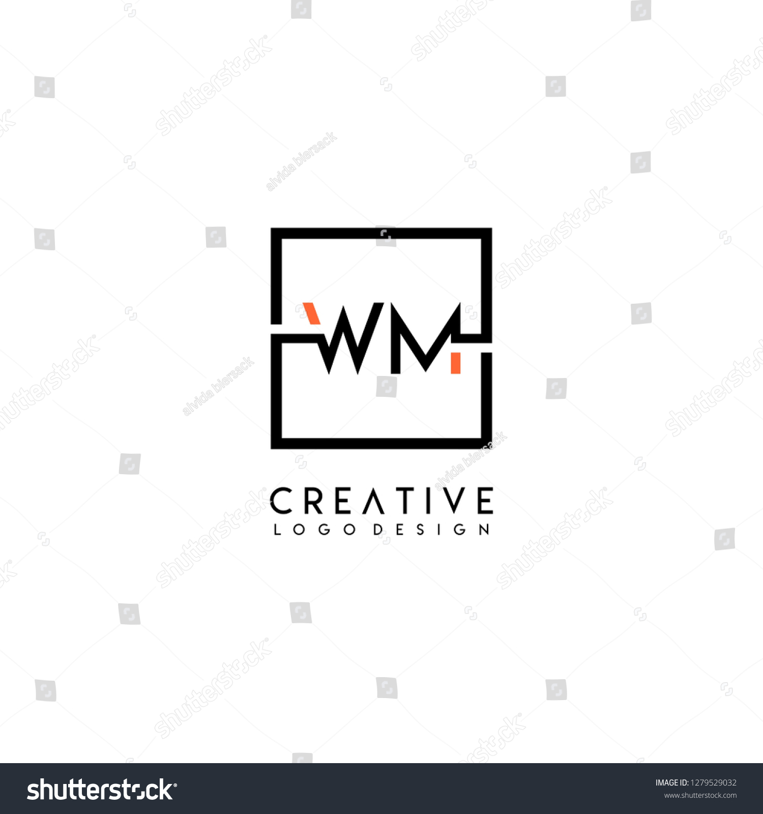 square wm logo letters design concept in black - Royalty Free Stock