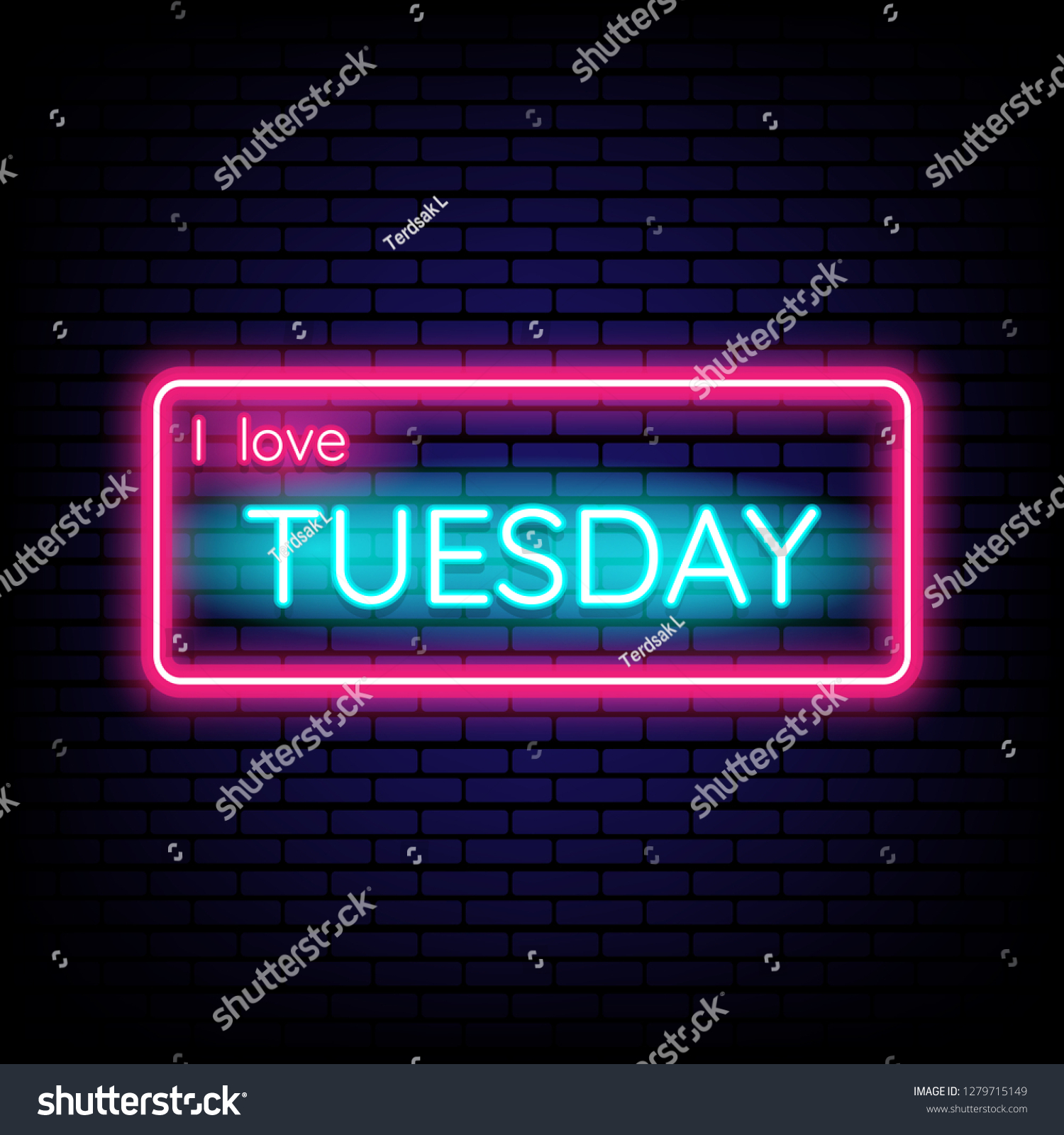 i love tuesday neon light banner. Vector - Royalty Free Stock Vector