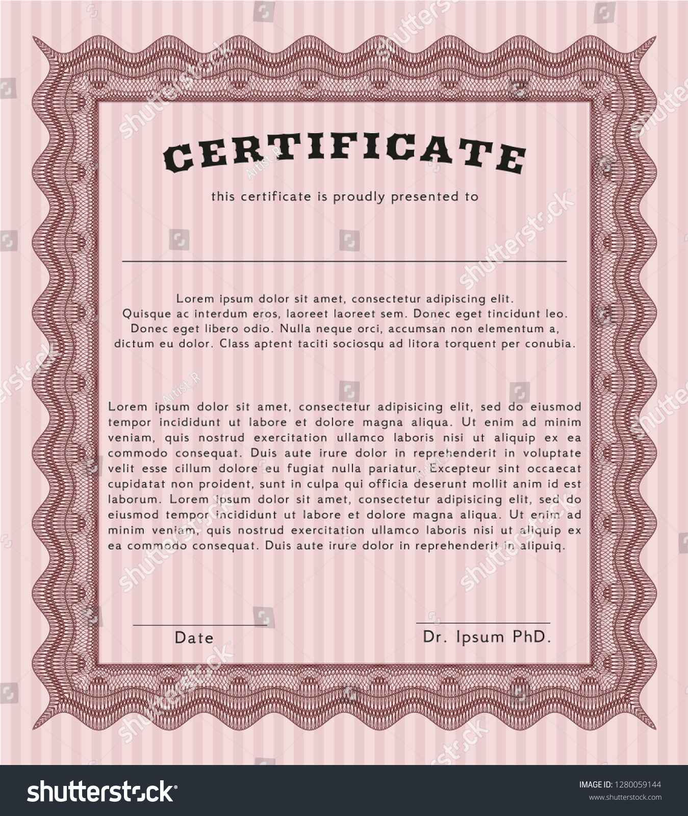 Red Certificate of achievement. Printer friendly - Royalty Free Stock ...
