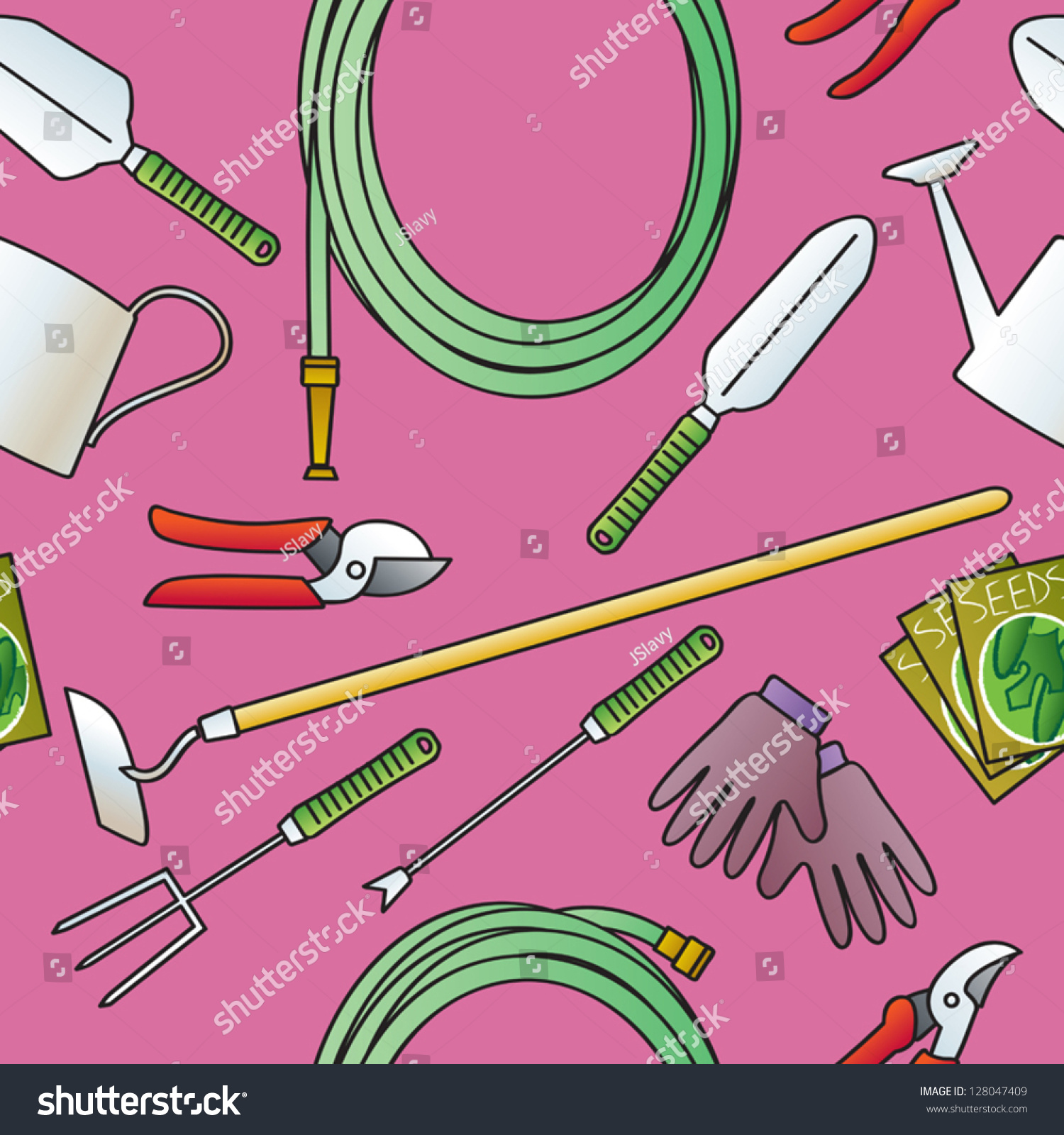 A seamless pattern of common garden tools. #128047409