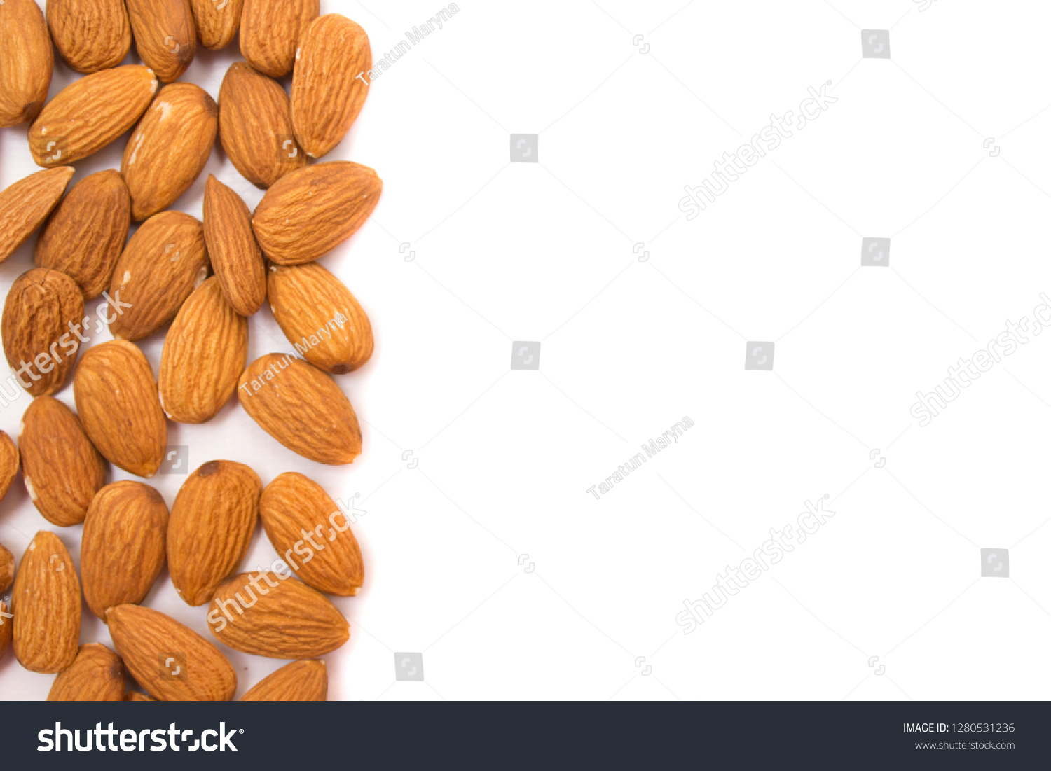 Almond. Almonds on white background. Almonds background. Almond nuts #1280531236