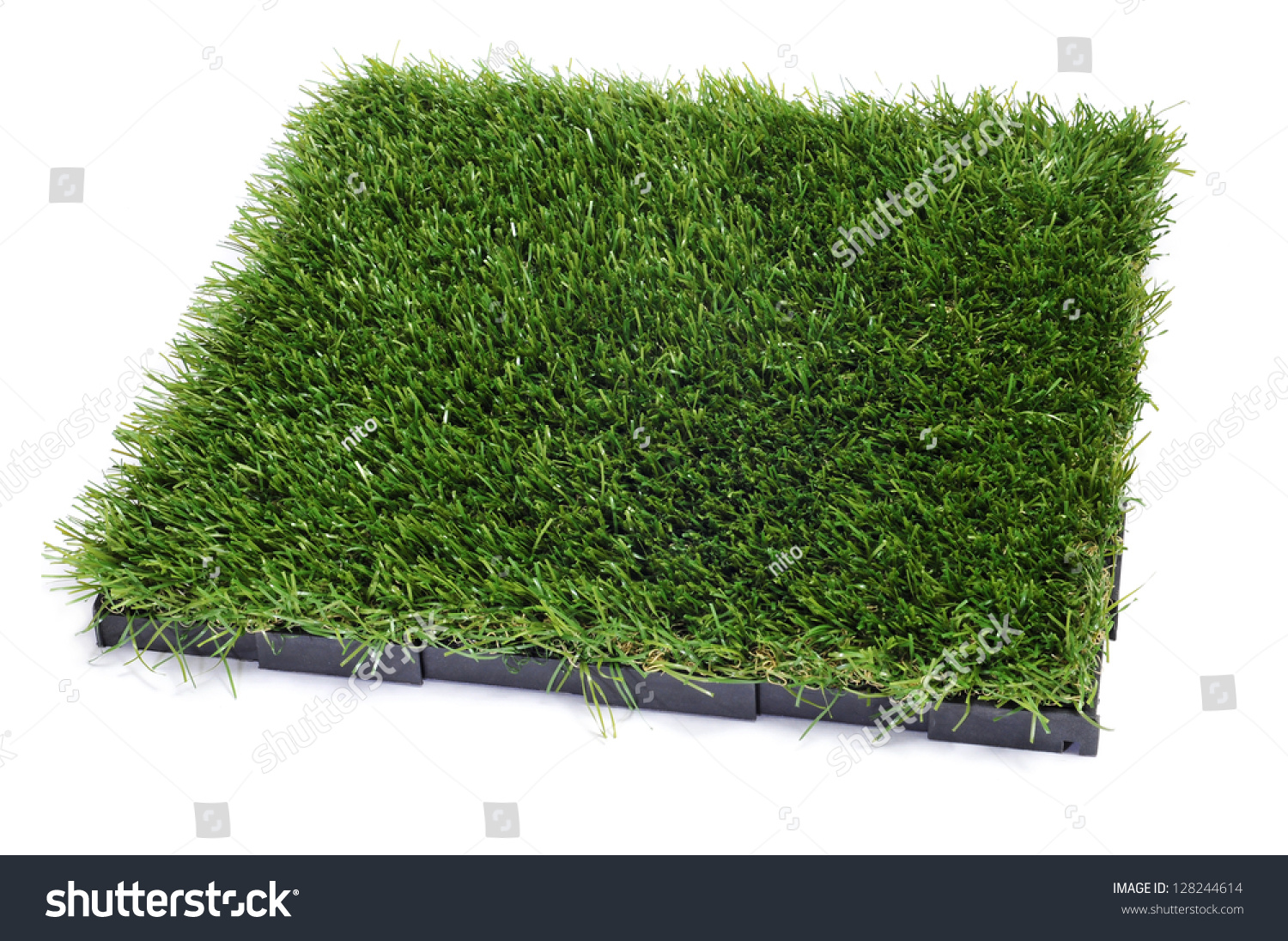 artificial turf tile on a white background #128244614