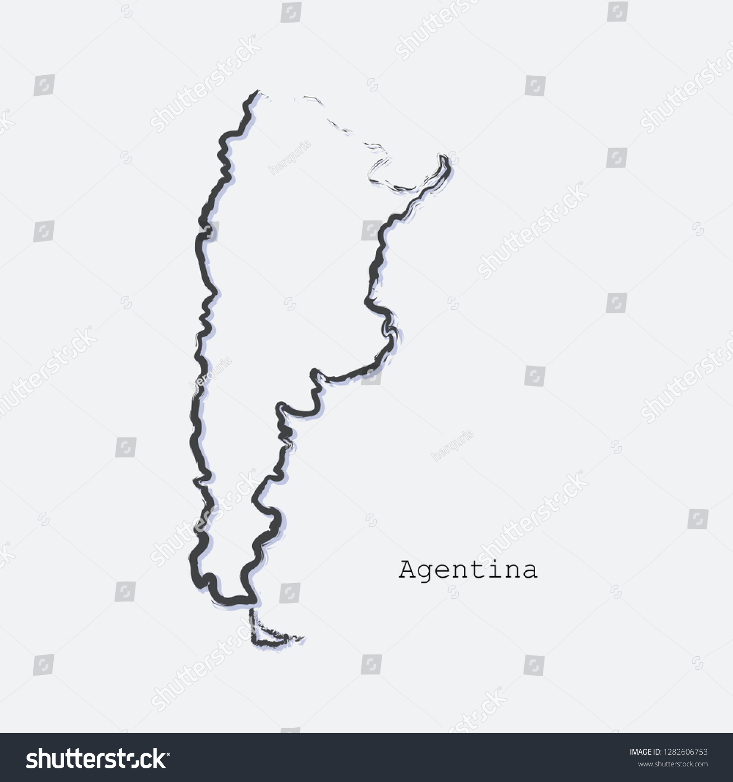 Argentina country map line shape. Brush style. - Royalty Free Stock ...