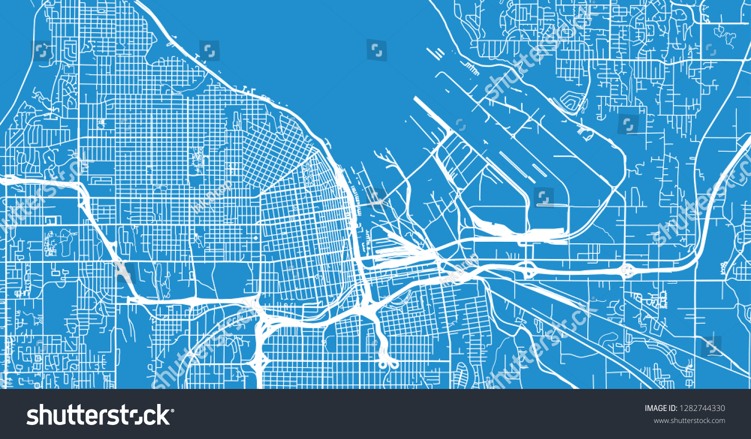 Urban vector city map of Tacoma, Washington, - Royalty Free Stock ...