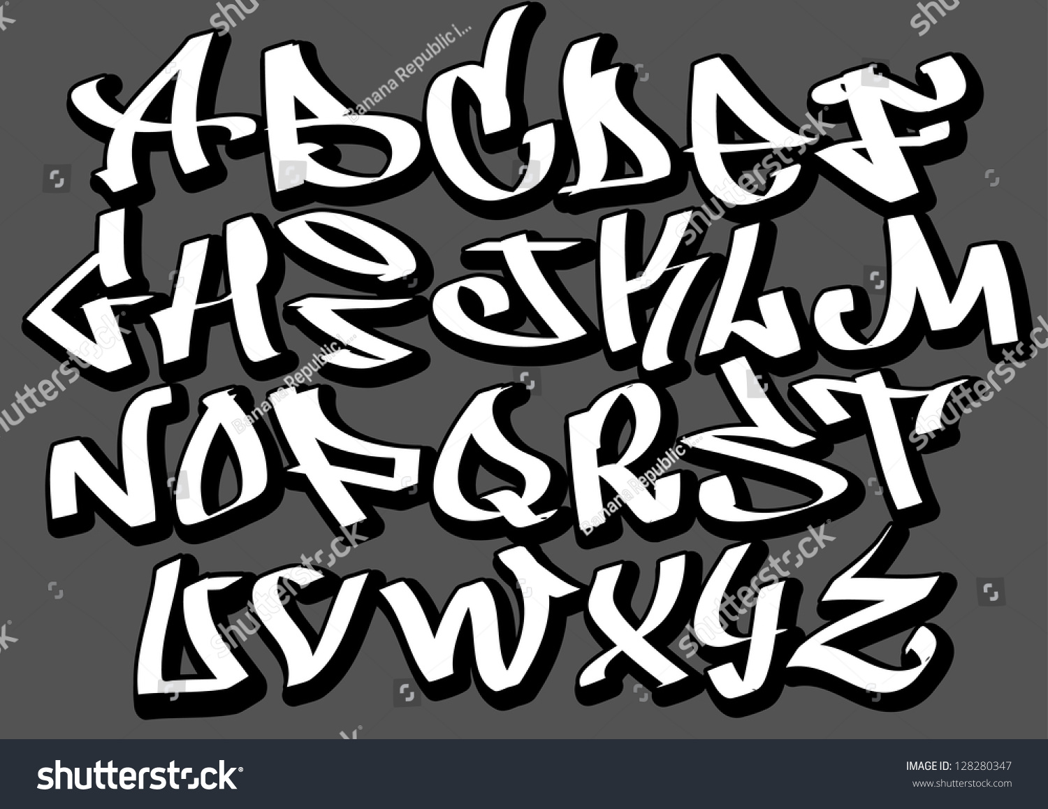 Graffiti Font Alphabet Letters Hip Hop Stock Photo 128280347