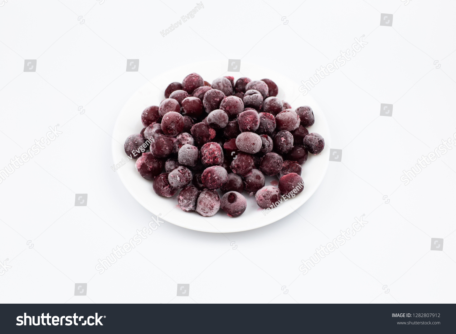 ripe frozen cherry on white frost frost frost frost fruit red #1282807912