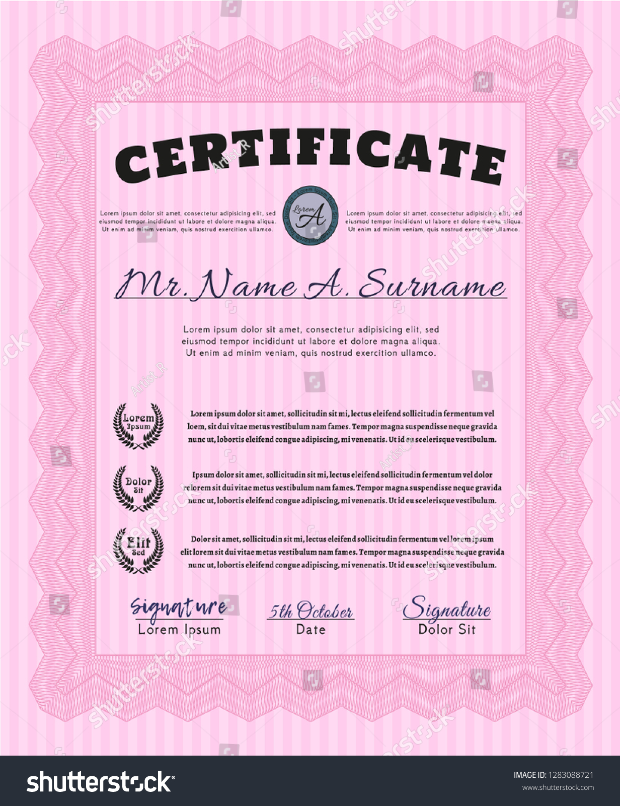 Pink Diploma Template Or Certificate Template Royalty Free Stock