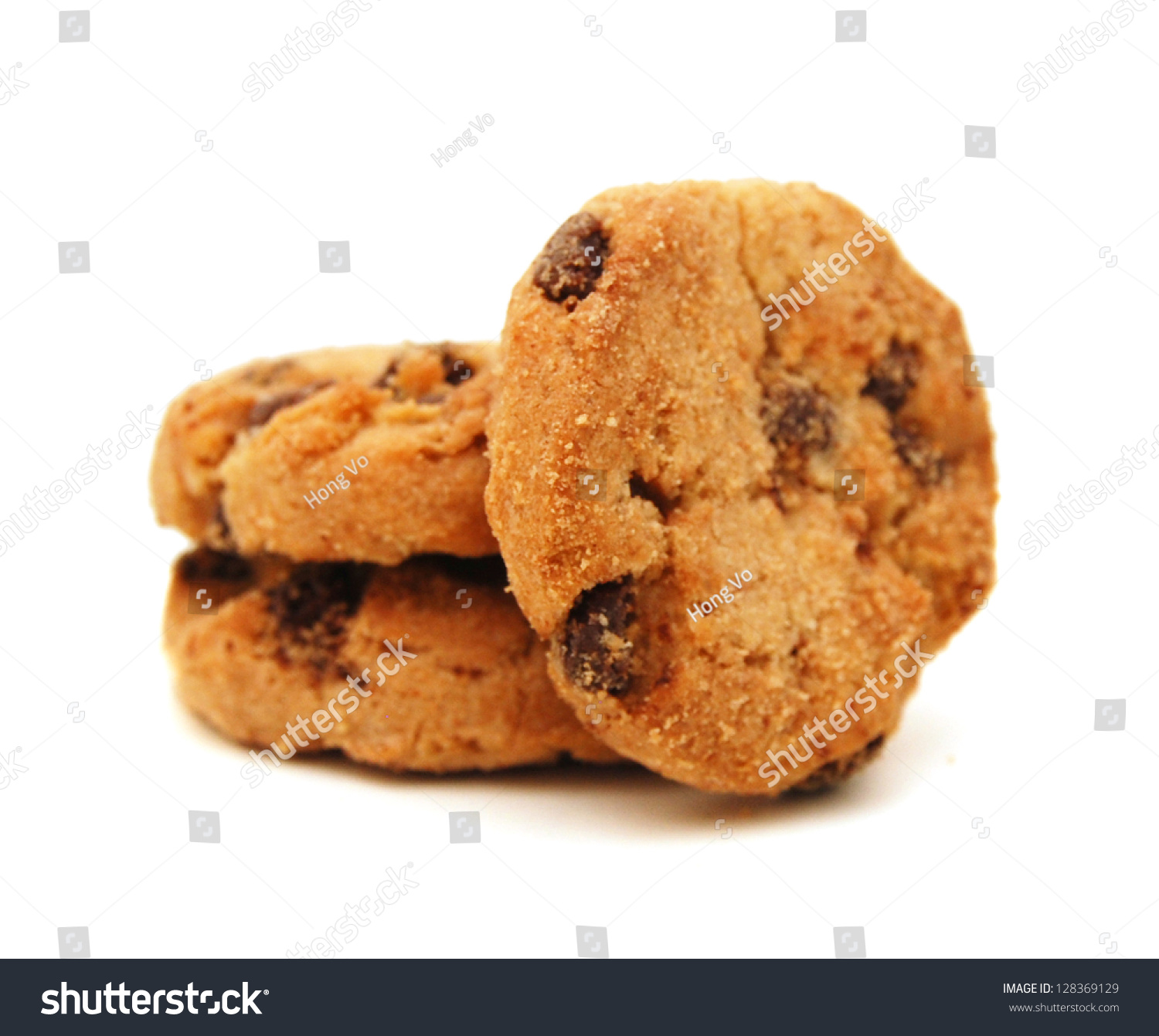 Extreme close-up image of chocolate chips cookies #128369129