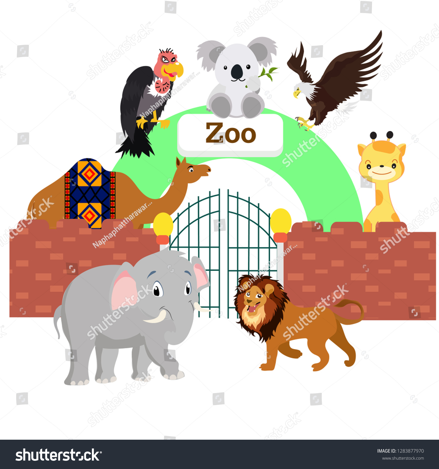 Animals Are Inside The Zoo Royalty Free Stock Vector 1283877970