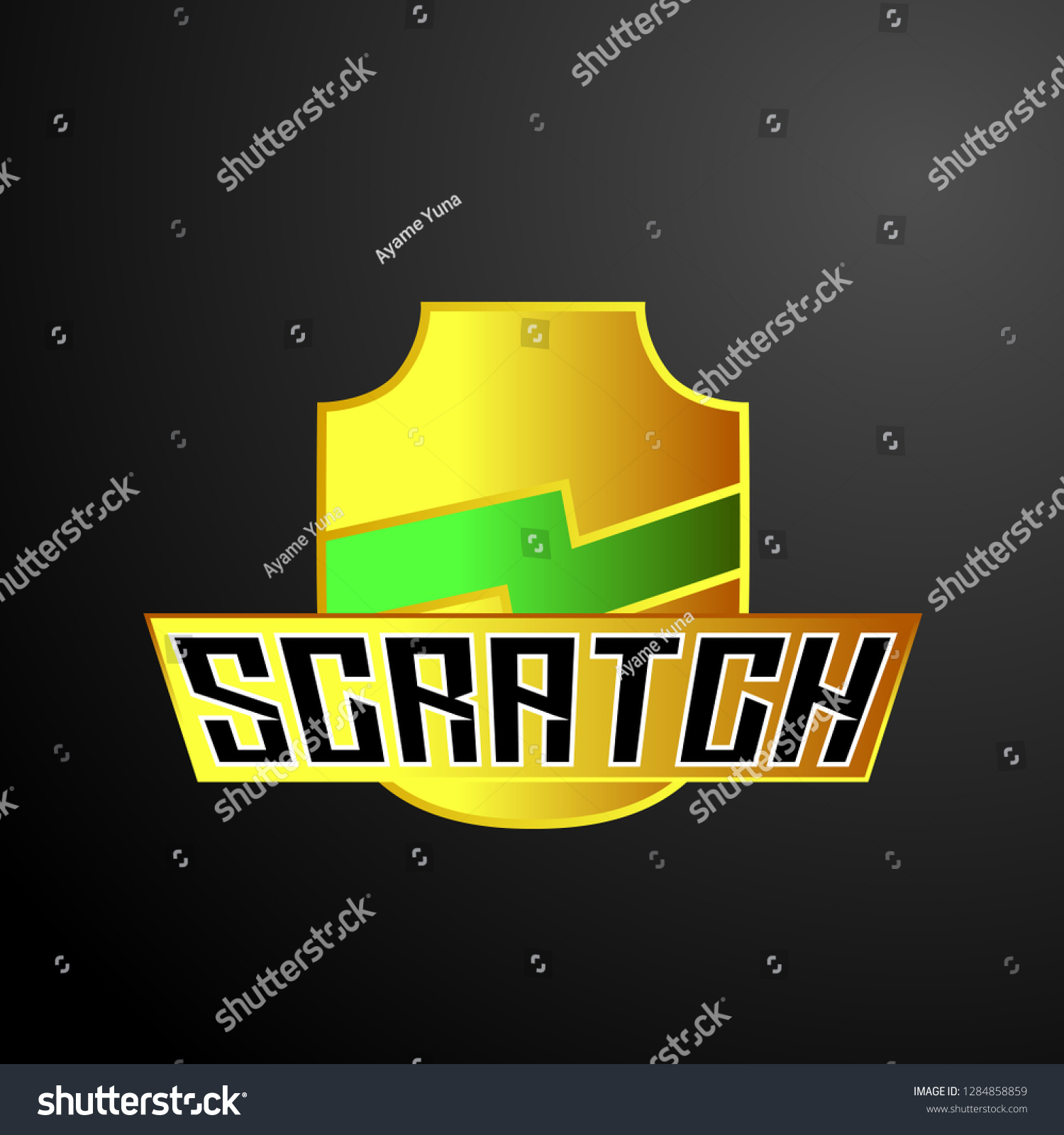 scratch logo with shield symbol, vector #1284858859