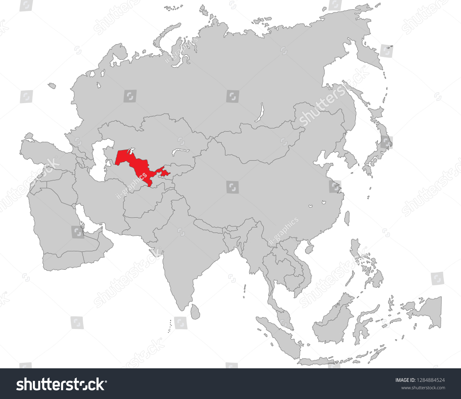 Asia - Political Map of Asia - Royalty Free Stock Vector 1284884524 ...