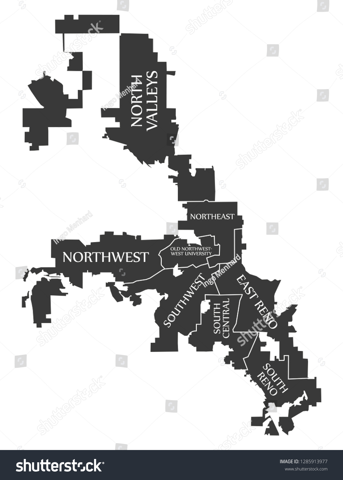 Reno Nevada City Map USA labelled black - Royalty Free Stock Vector ...