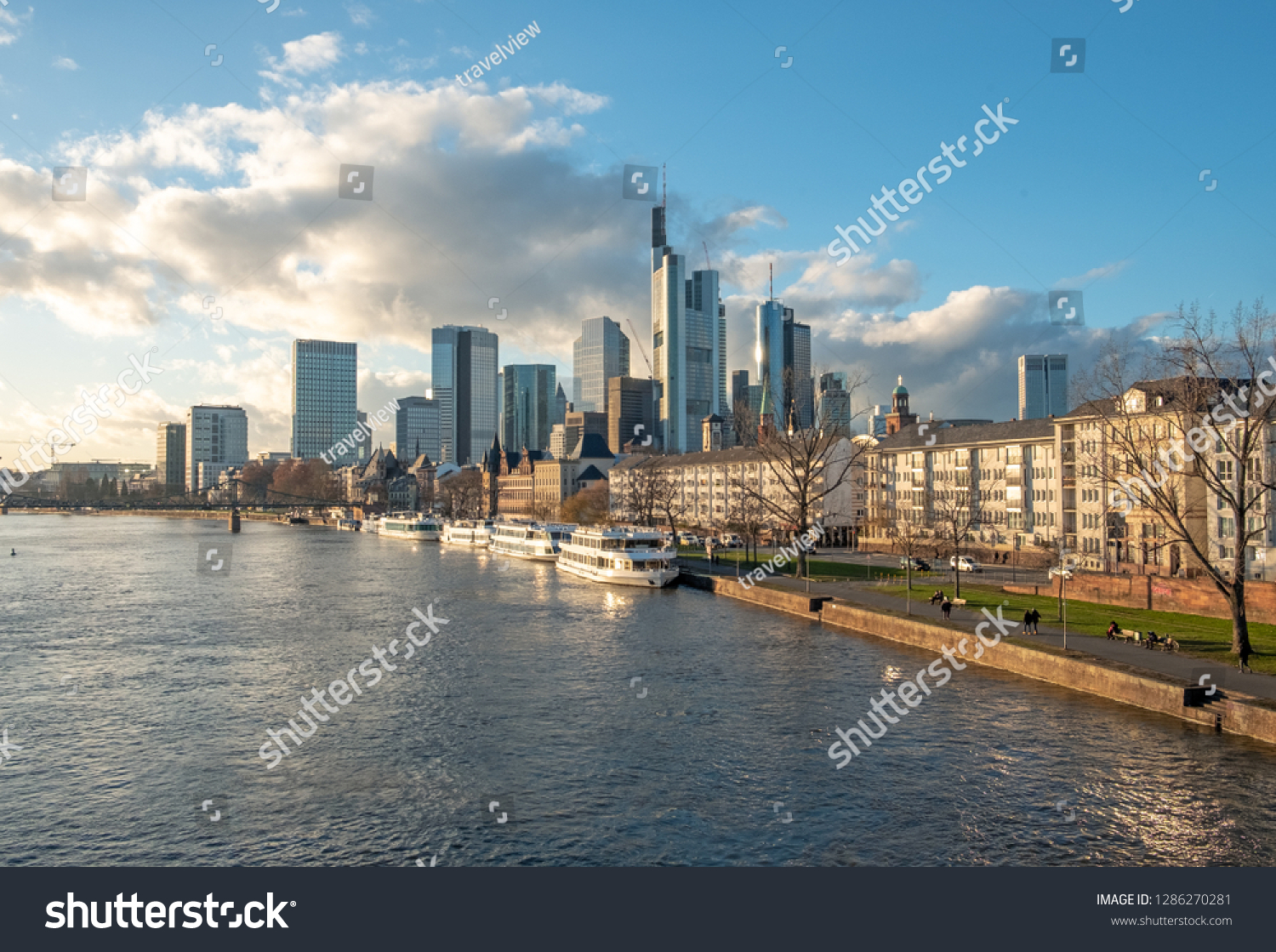 skyline of Frankfurt am Main with river Main #1286270281