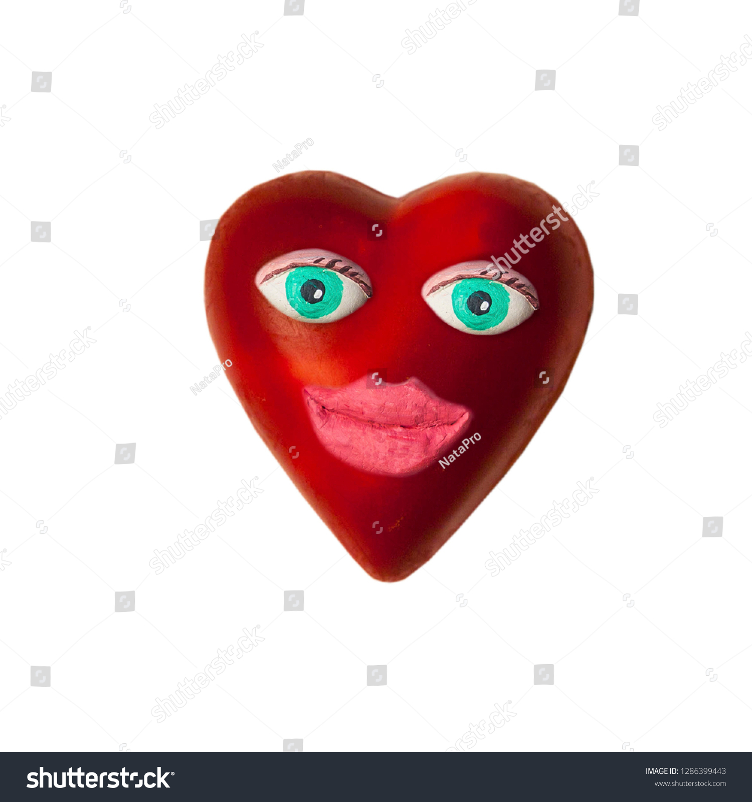 Cartoon heart with eyes and lips. On Valentine's day #1286399443