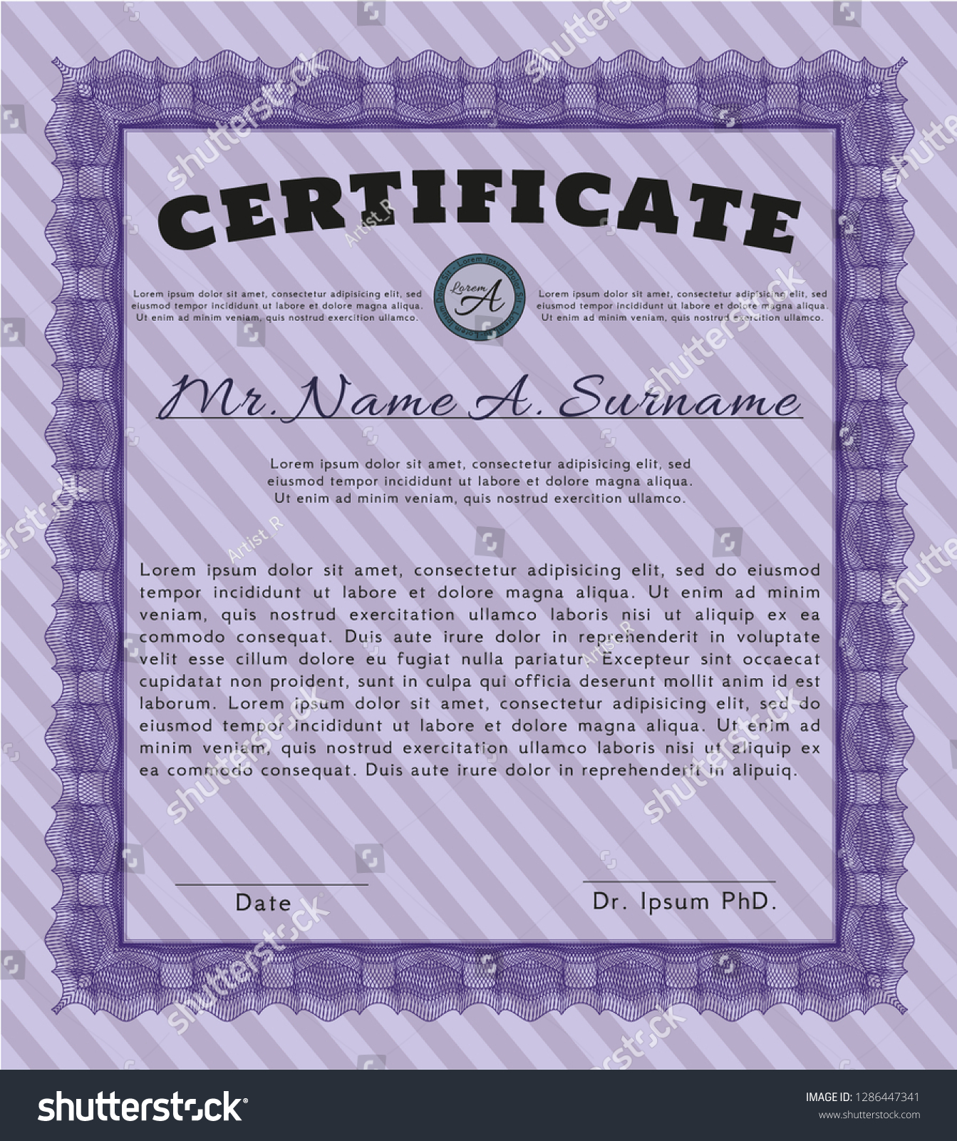 Violet Certificate of achievement template. With - Royalty Free Stock ...
