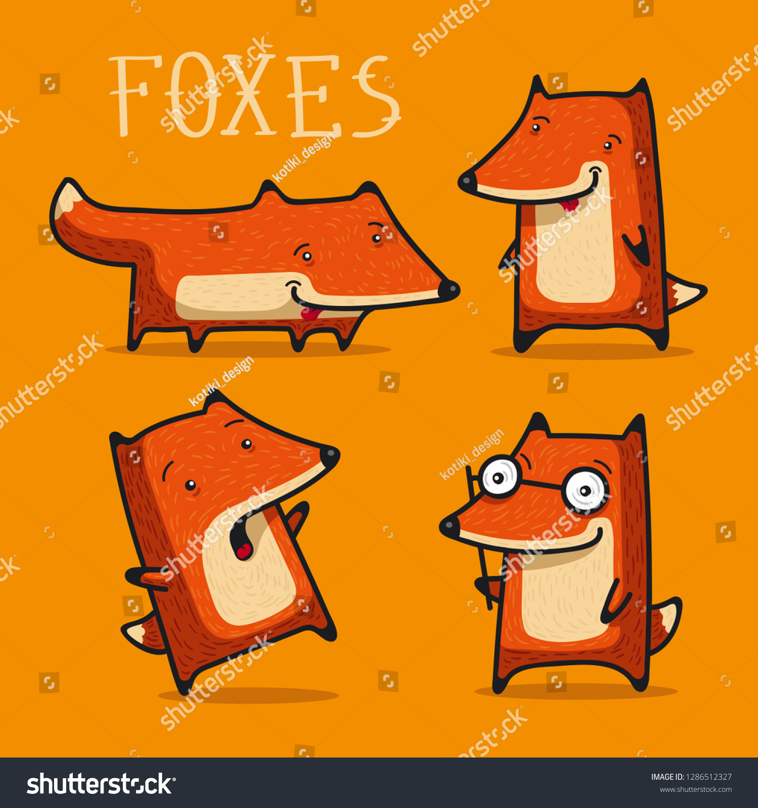 Cute isolated foxes vector pack - Royalty Free Stock Vector 1286512327 ...