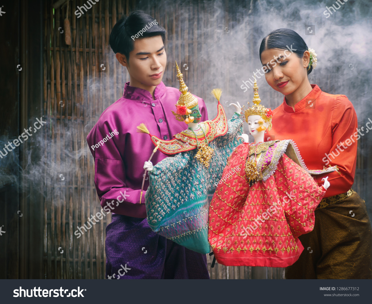 People's Puppeteer Thai puppets acting. #1286677312