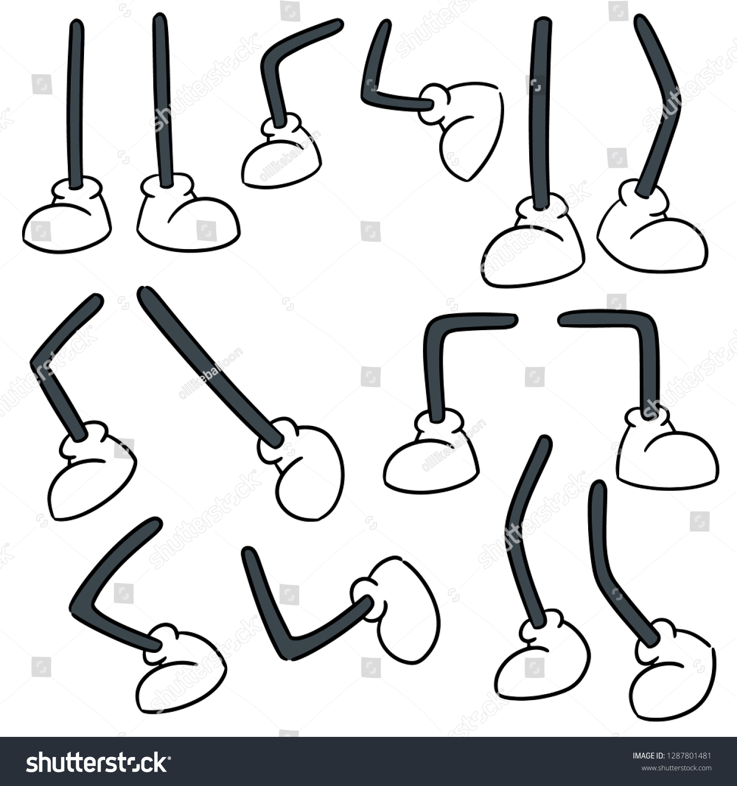 vector set of cartoon leg - Royalty Free Stock Vector 1287801481 ...