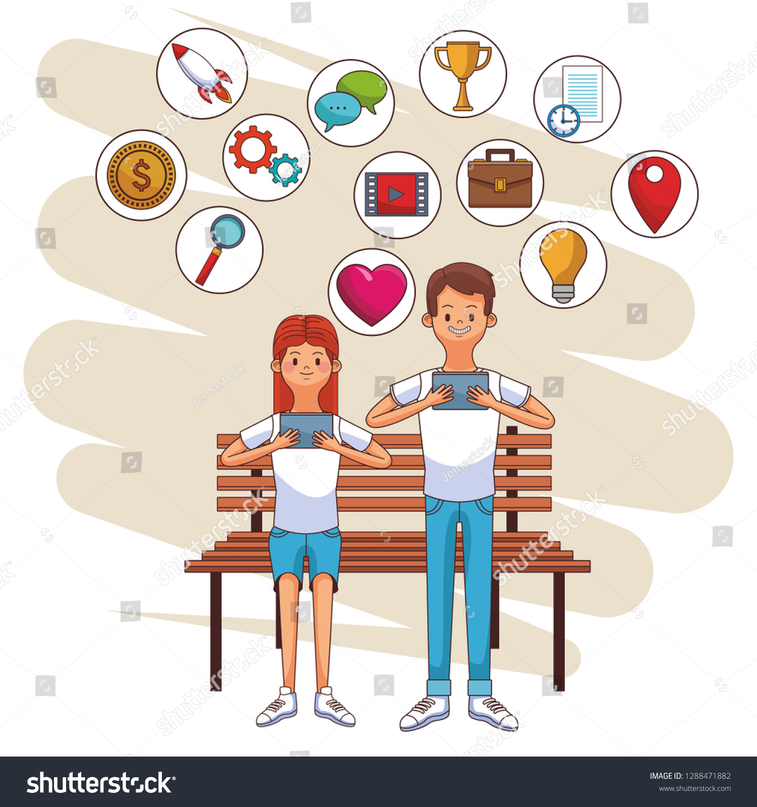 Social Media Icons Cartoon - Royalty Free Stock Vector 1288471882 ...