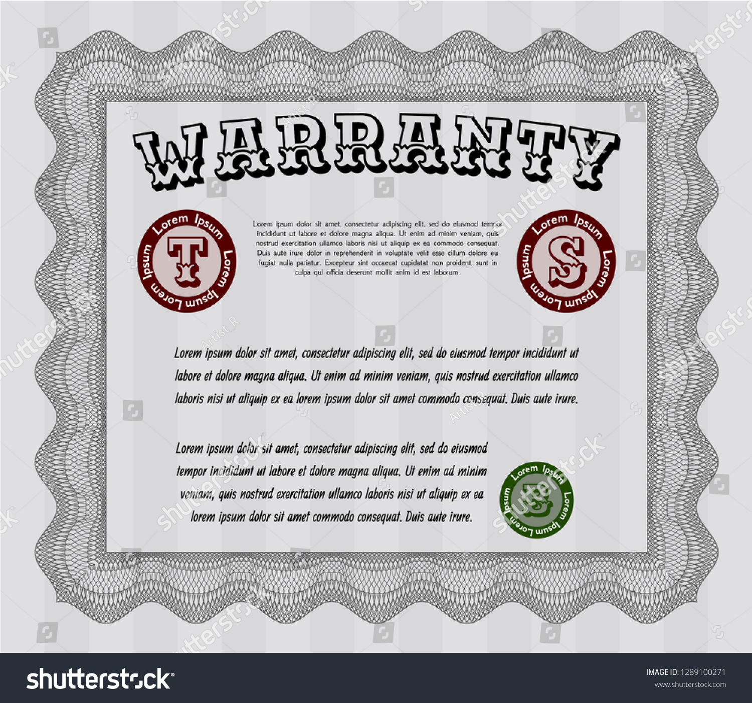 Grey Formal Warranty Certificate template. - Royalty Free Stock Vector ...