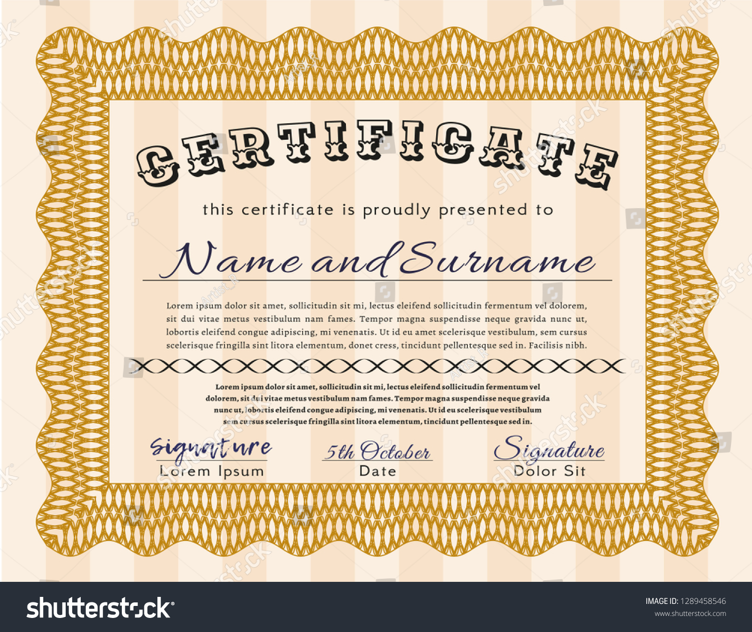 Orange Sample Diploma. Retro design. Complex - Royalty Free Stock ...