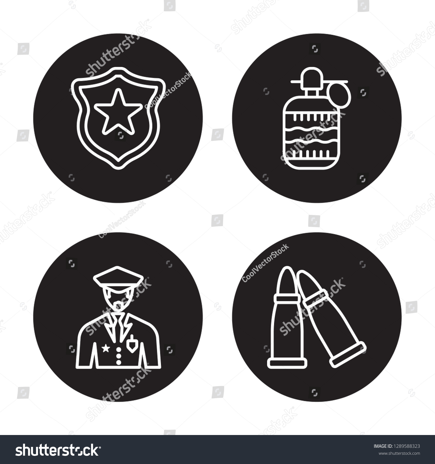 4 Linear Vector Icon Set Badge Veteran Royalty Free Stock Vector 1289588323 3378