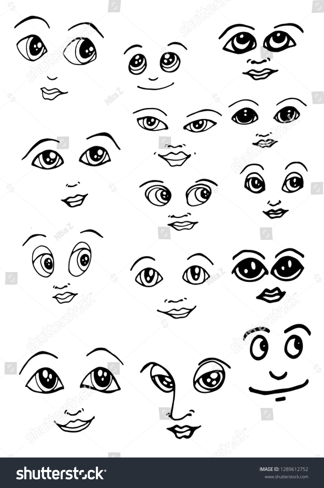 
faces black and white isolated image vector #1289612752