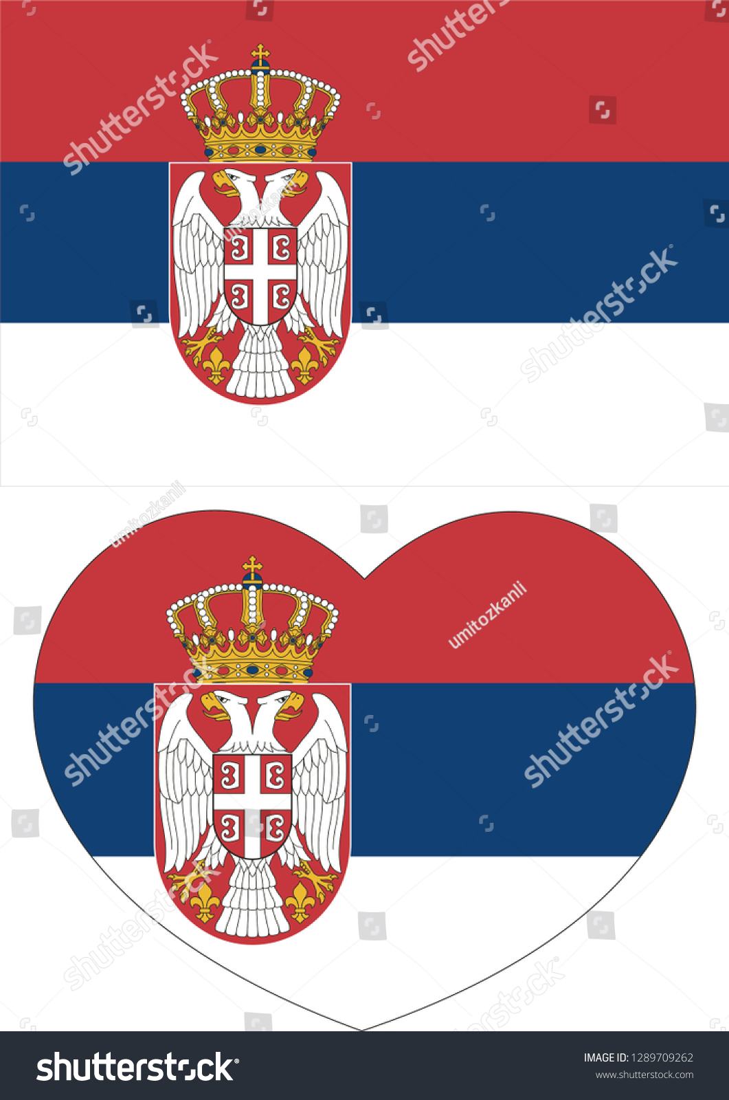 Vector Serbia flag, Serbia flag illustration, Serbia flag picture, Serbia flag image. Heart vector. sticker. eps10 #1289709262