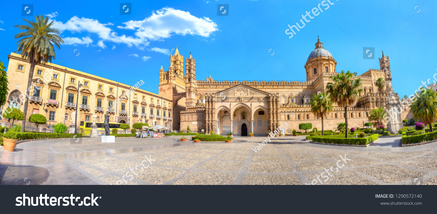 Panoramic view of Palermo Cathedral (Duomo di Palermo). Palermo, Sicily, Italy #1290572140