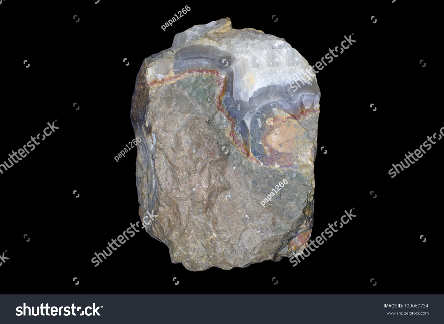 quartz, chalcedony, agate isolated on a black background #129060734