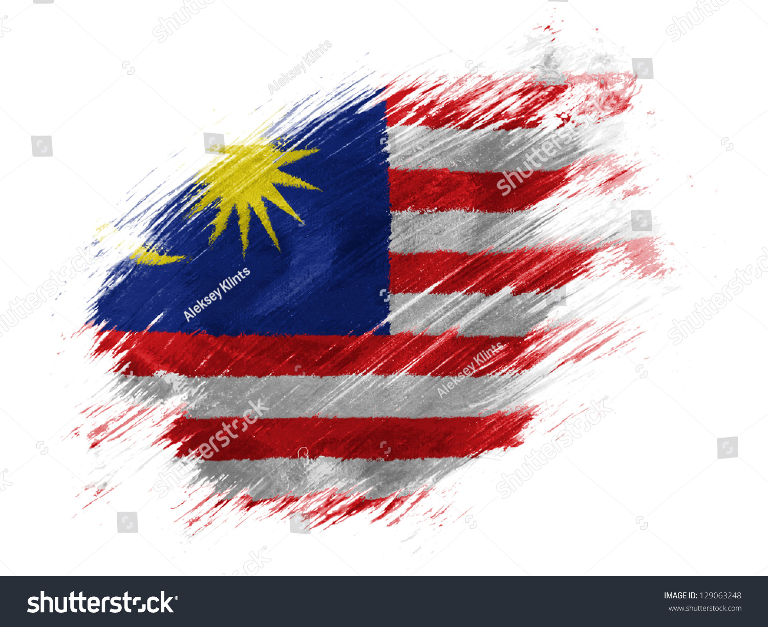 The Malaysia Flag Painted With Brush On White Royalty Free Stock Photo 129063248 Avopix Com