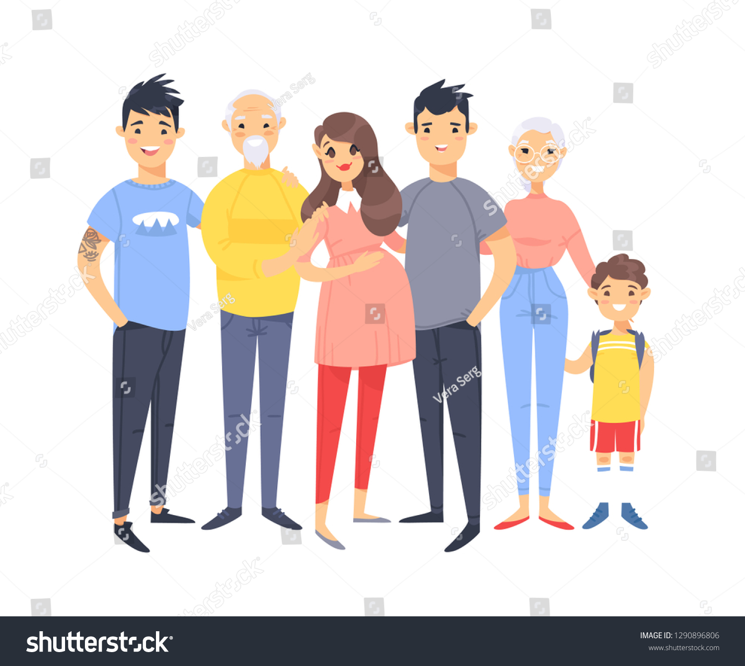 Set Of Different Couples And Families Cartoon Royalty Free Stock