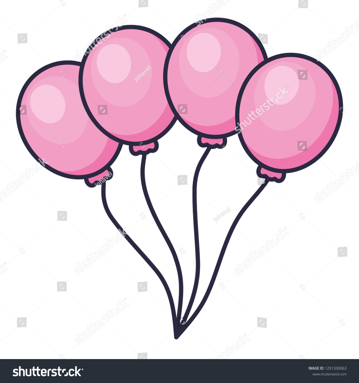 Balloons Helium Floating Icon Royalty Free Stock Vector 1291330063