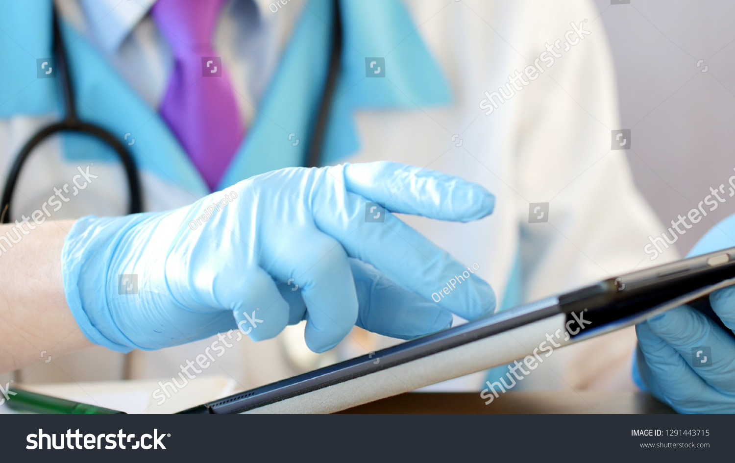 Doctor at hospital working on a digital tablet. Concept of modern healthcare #1291443715