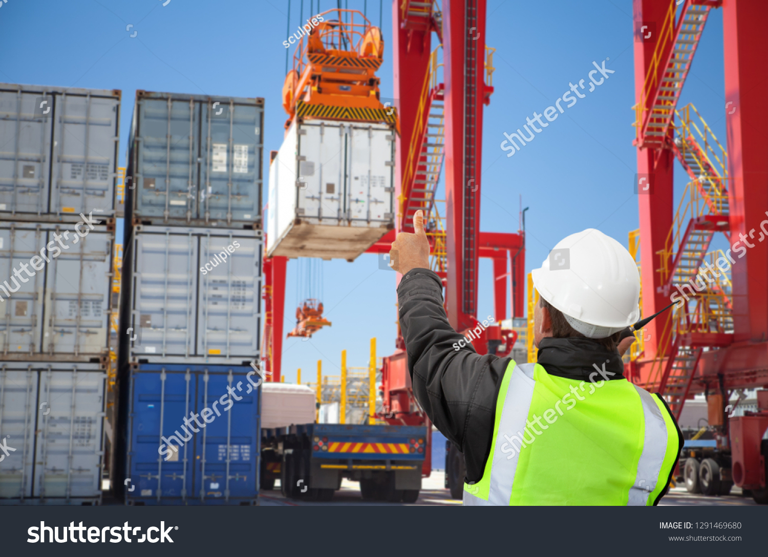 worker/ Manager /engineer at container terminal working #1291469680