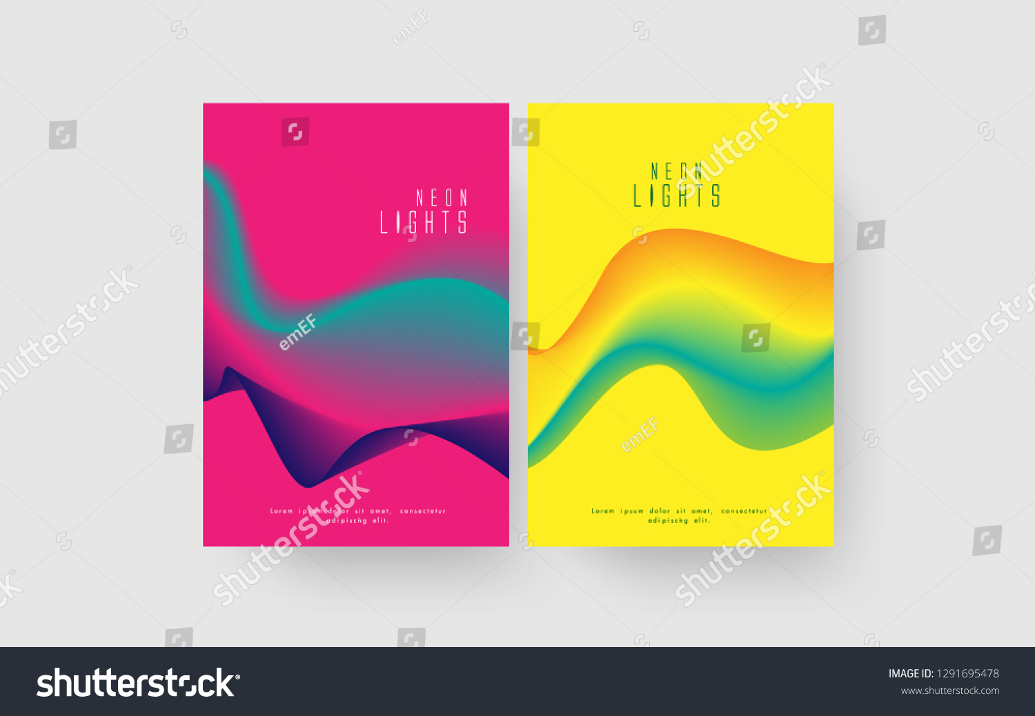 Set of Futuristic Neon Waves Template . Modern - Royalty Free Stock ...