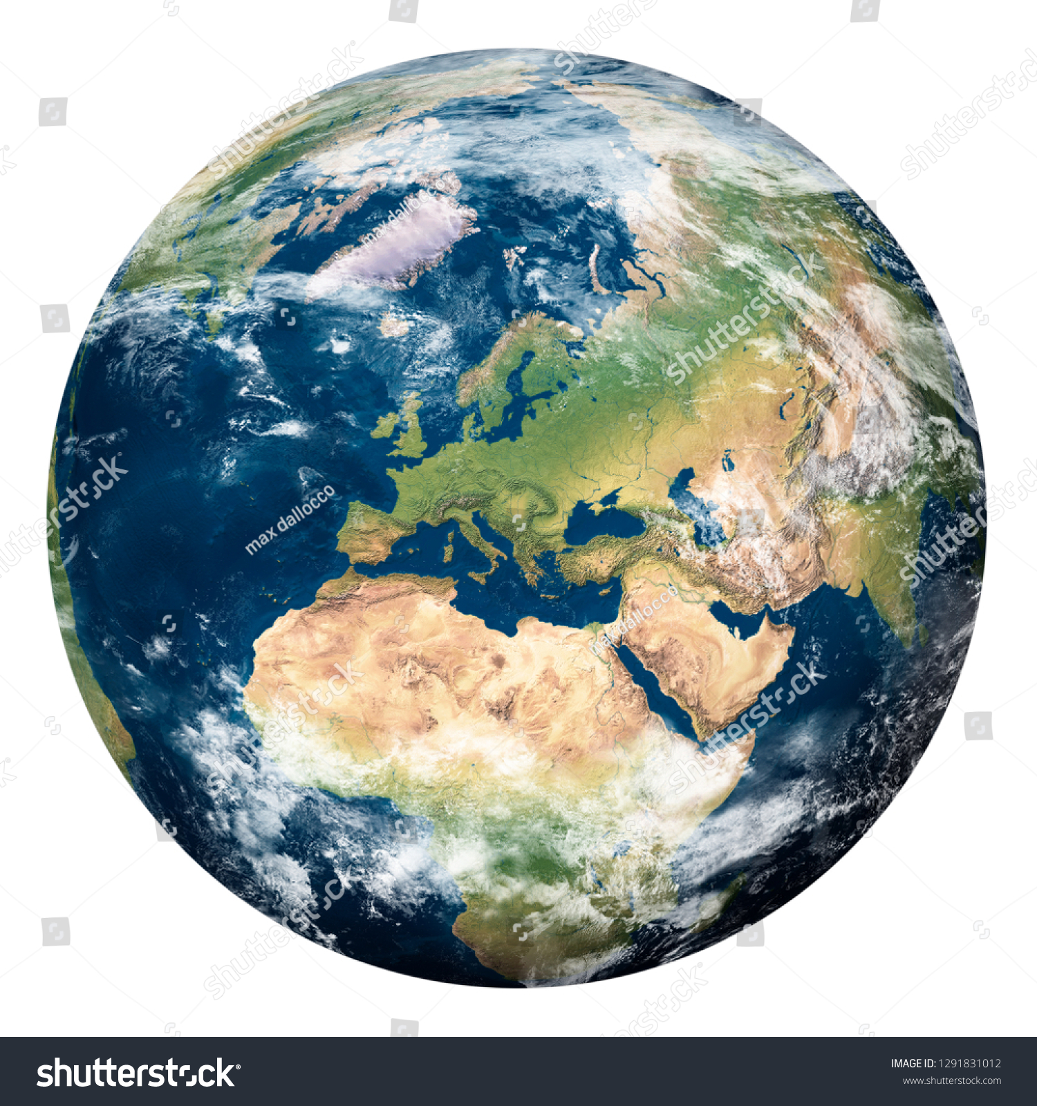 Planet Earth with clouds, Europe and part of Asia and Africa - Elements of this image furnished by NASA #1291831012