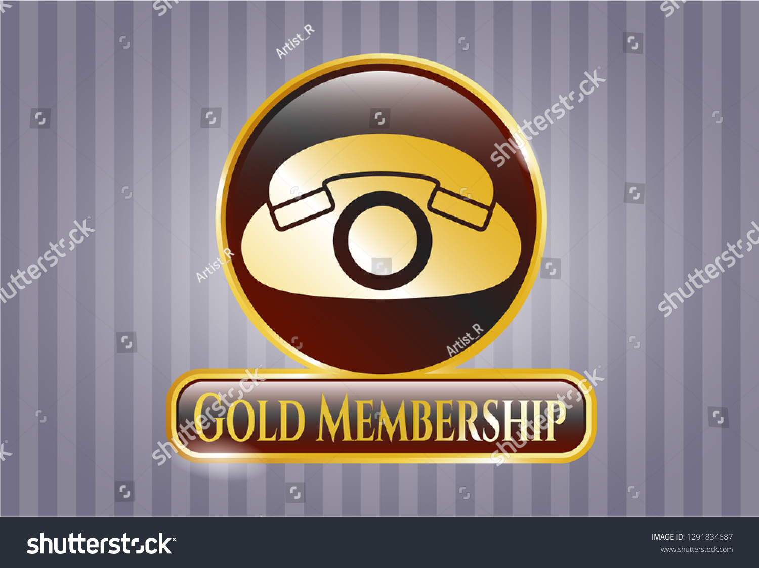 Gold Badge With Phone Icon And Gold Membership Royalty Free Stock