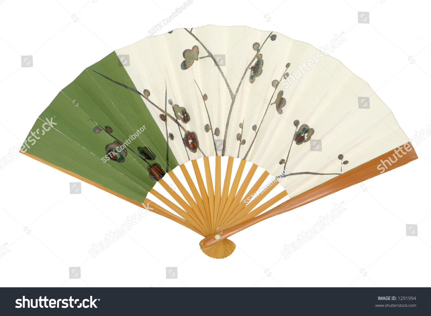 Japanese folding fan made of paper and bamboo. #1291994