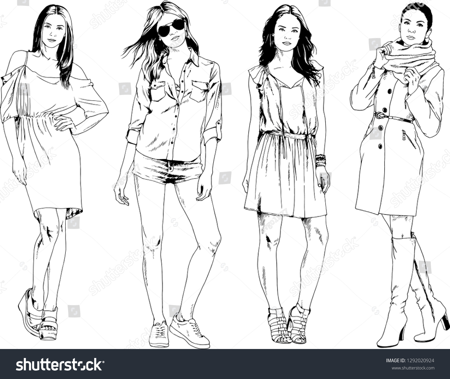 vector drawings on the theme of beautiful slim - Royalty Free Stock ...