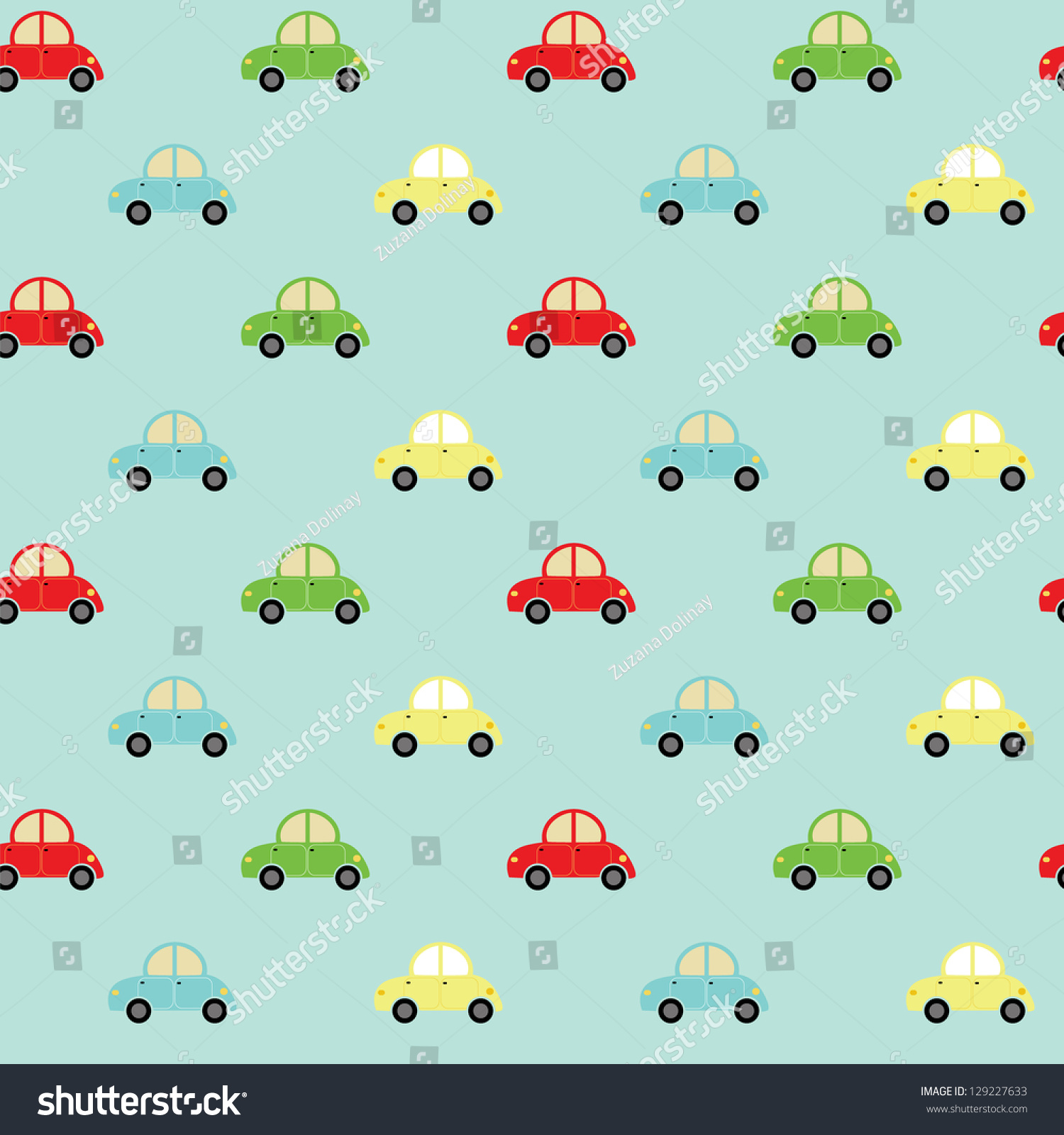 Seamless cute car pattern - Royalty Free Stock Vector 129227633 ...