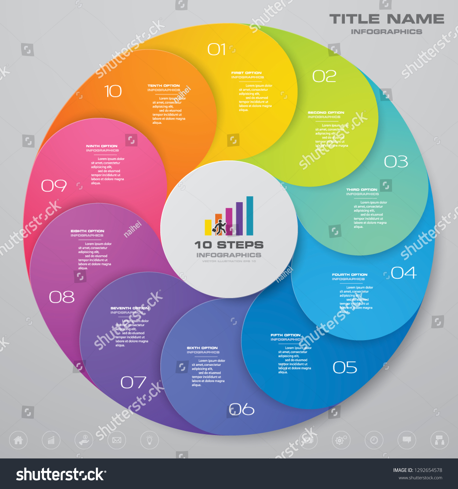 10 Steps Cycle Chart Infographics Element For Royalty Free Stock Vector 1292654578 4376