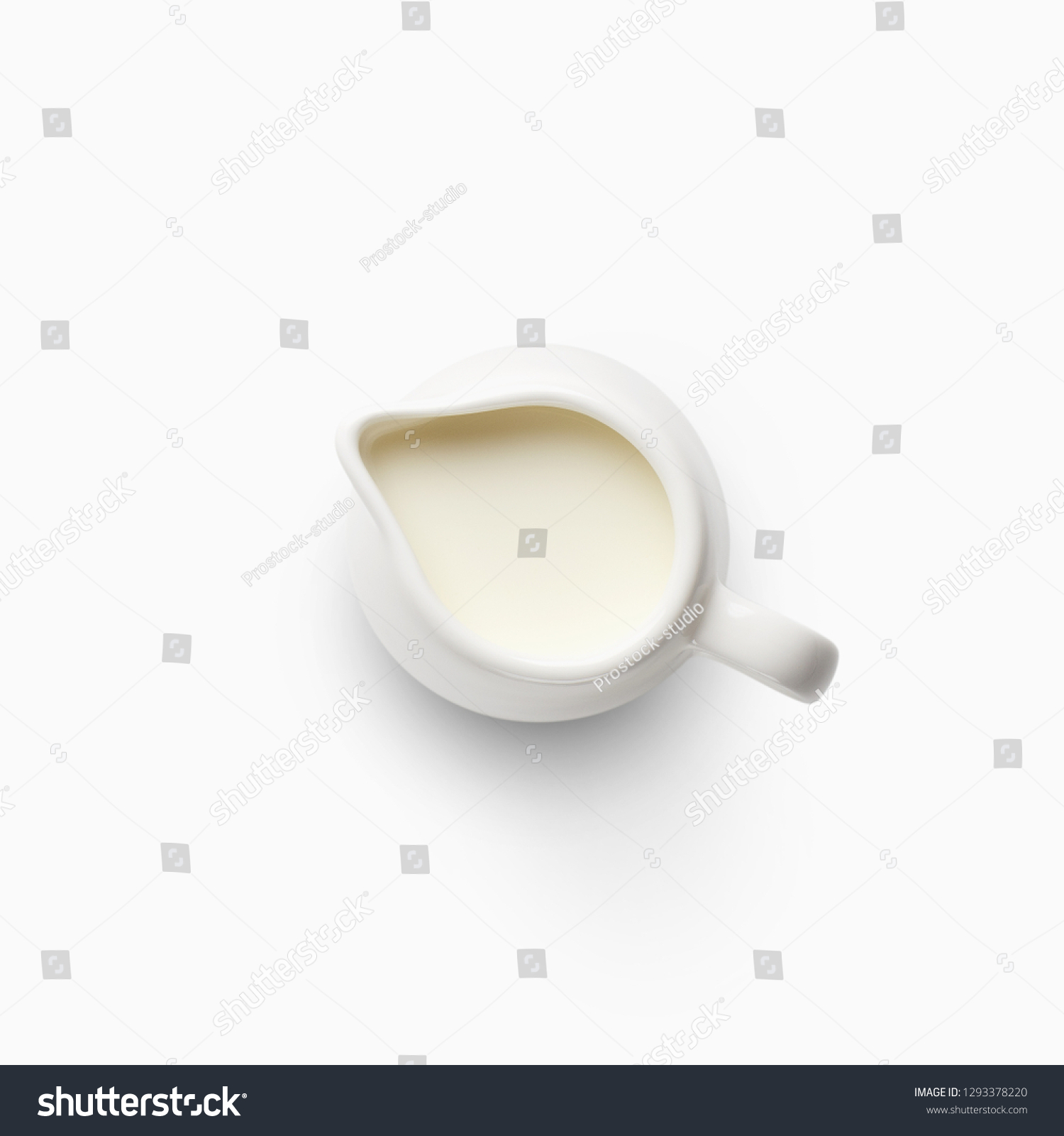 Milk jug isolated on white background., top view. Dairy product and healthy food concept #1293378220