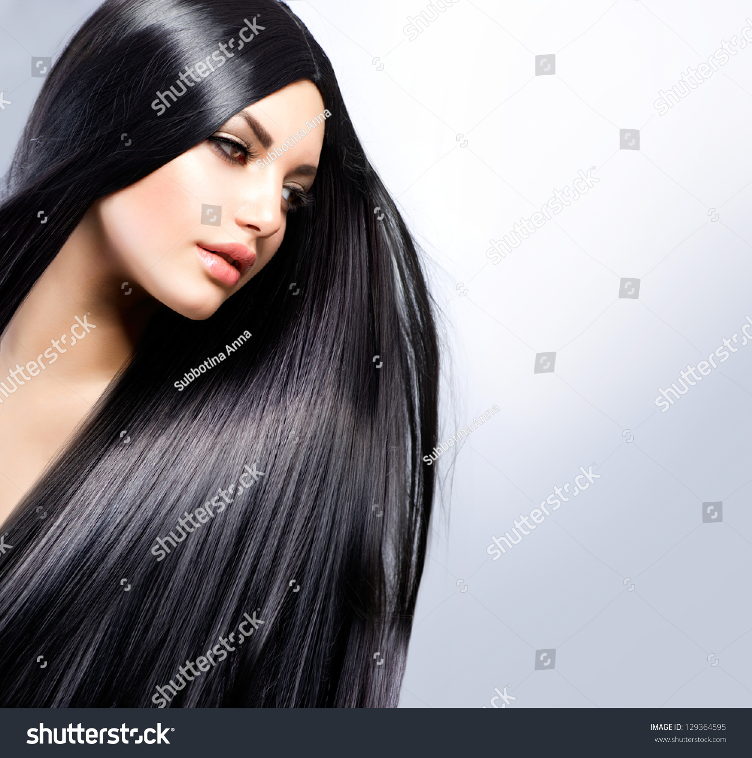 Hair. Beautiful Brunette Girl. Healthy Long Hair. Beauty Model Woman. Hairstyle #129364595