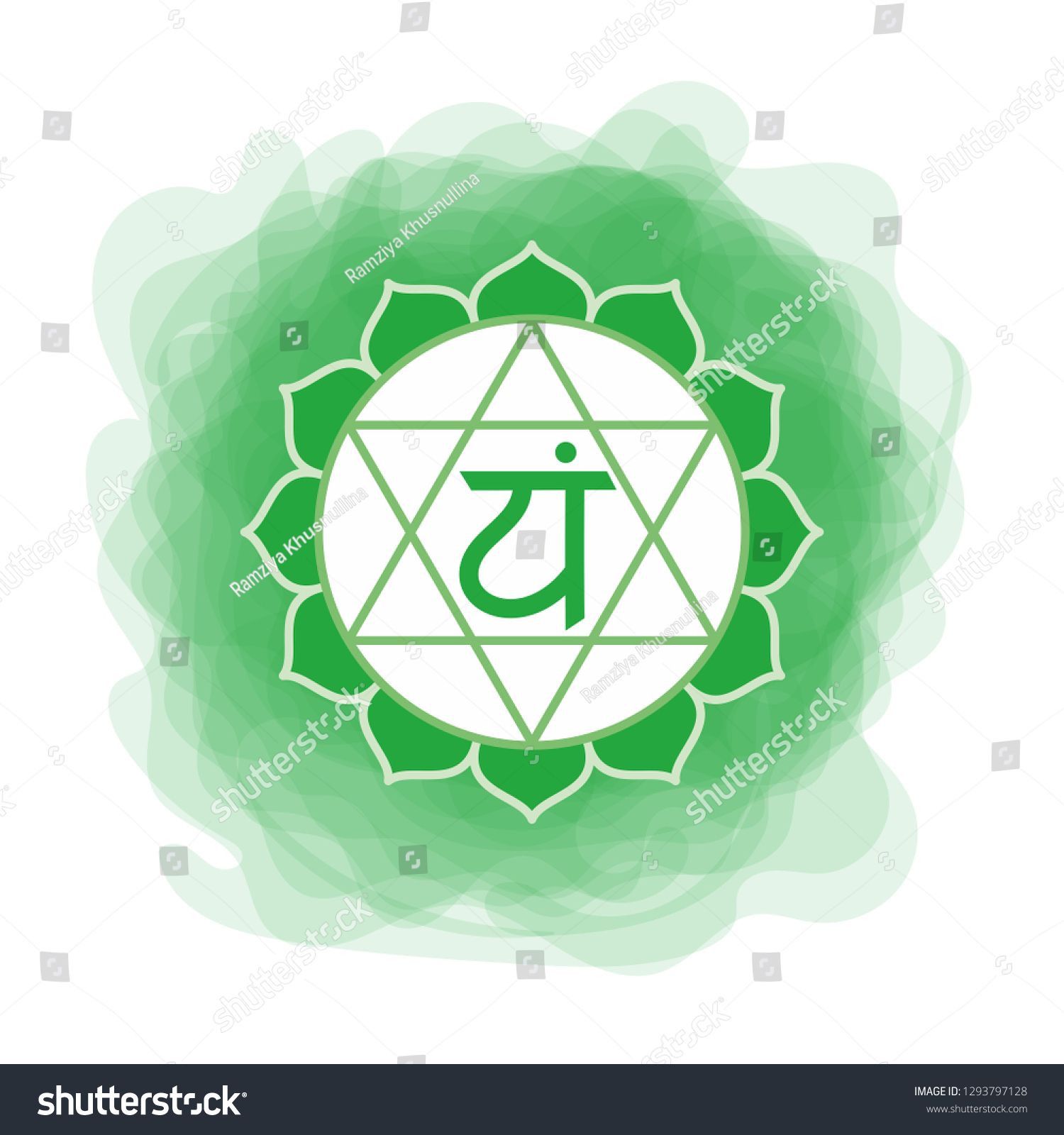 Anahata icon. The fourth heart chakra. Vector - Royalty Free Stock ...